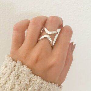 925 Sterling Silver Chunky Ring Silver Statement Ring Large Geometric Ring